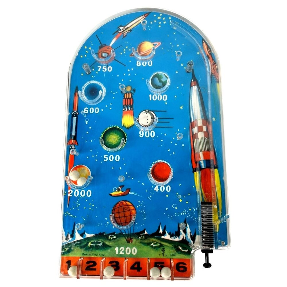 Vintage Bagatelle‎ Pinball Game toy Rocket Planets Made Hong Kong Missing Pegs